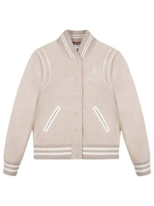 Vendome Wool Varsity Jacket Oatmeal Jumper - SPORTY & RICH - BALAAN 1