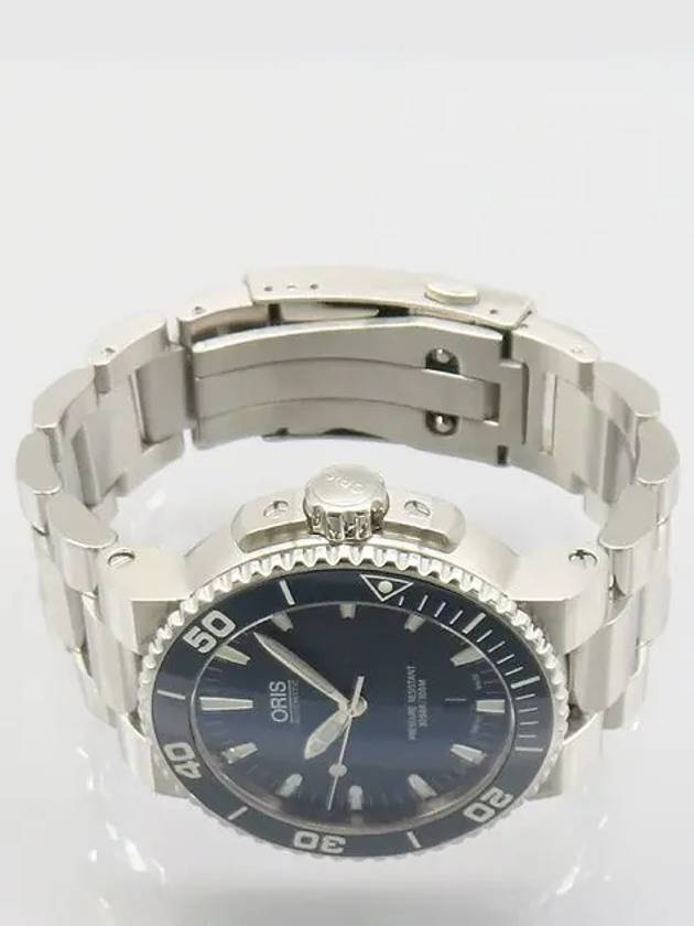 01 733 7653 4155 AQUIS Deep Blue Dial Automatic See through Back Steel 43MM Men s Watch - ORIS - BALAAN 3