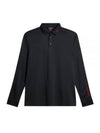 Men's Tour Tech Long Sleeve Polo Shirt Black Melange - J.LINDEBERG - BALAAN 2