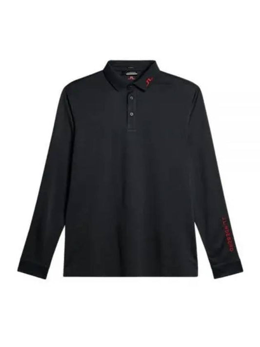 Men's Tour Tech Long Sleeve Polo Shirt Black Melange - J.LINDEBERG - BALAAN 2