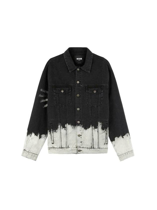 Men's Half Painted Denim Jacket Black - MSGM - BALAAN 1