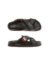 Vitello Calf Enamel Criss Cross Loafer Sandals Black - THOM BROWNE - BALAAN 2