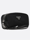 Re-Nylon Brushed Leather Pouch Black - PRADA - BALAAN 3