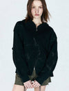 Mugung Bleach Washed Cotton Zip Up Hoodie Black - ULKIN - BALAAN 3