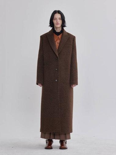 Leopard Jacquard Peton Long Straight Coat Brown - LIE - BALAAN 1