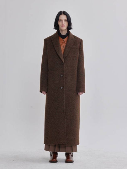 Leopard Jacquard Pattern Long Straight Coat Brown - LIE - BALAAN 2