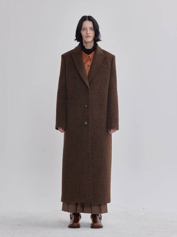 Leopard Jacquard Pattern Long Straight Coat Brown - LIE - BALAAN 1