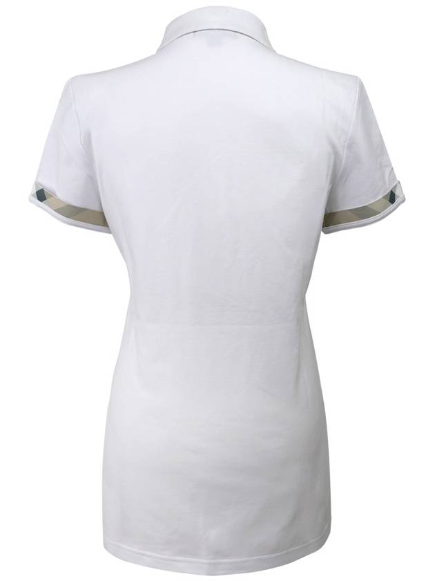 Women's Check Pattern Polo Shirt White - BURBERRY - BALAAN.