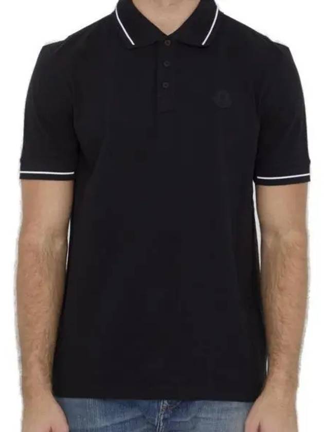 Men's Logo Patch Cotton Short Sleeve Polo Shirt Black - MONCLER - BALAAN 2