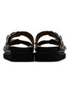 Women's Metal Buckle Double Strap Leather Sandals Black - TOGA - BALAAN 3