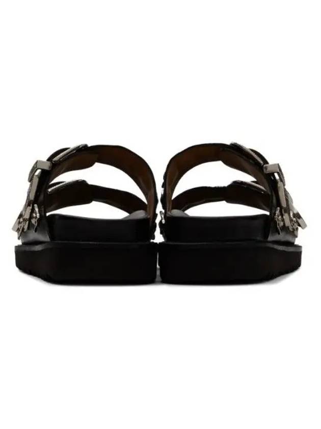 Women's Metal Buckle Double Strap Leather Sandals Black - TOGA - BALAAN 3