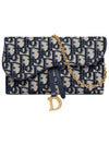 Oblique Saddle Chain Cross Long Wallet Blue - DIOR - BALAAN 9