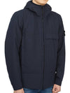 Men's Soft Shell Wappen Hooded Jacket Navy Blue - STONE ISLAND - BALAAN.