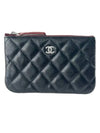 Classic Mini Pouch Grained Calfskin Silver Black - CHANEL - BALAAN 1