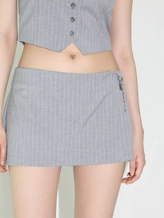 Pinstripe Skirt with Shorts GRAY - CLUT STUDIO - BALAAN 1