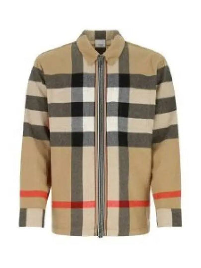 ExaGGerated Check Wool Cotton Overshirt Jacket Archive Beige - BURBERRY - BALAAN 2