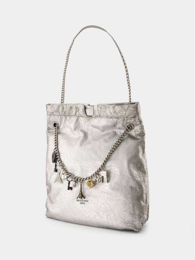 Crush Tote M Shoulder Bag - Balenciaga - Leather - Silver - BALENCIAGA - BALAAN 2