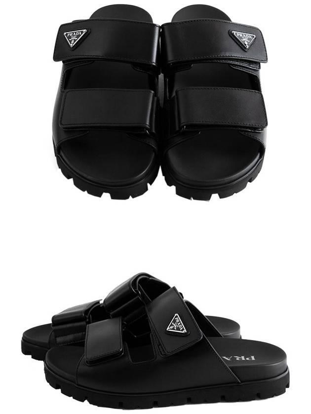 Strap Leather Sandals Black - PRADA - BALAAN 4