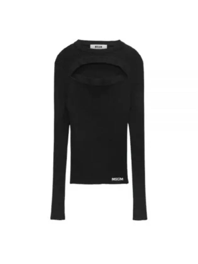 Ribbed Viscose Shirt Knit Top Black - MSGM - BALAAN 2