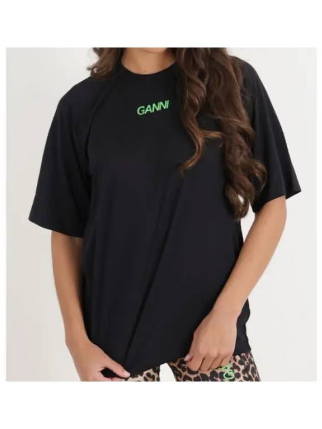 Active Mesh Short Sleeve T-Shirt Black - GANNI - BALAAN 2