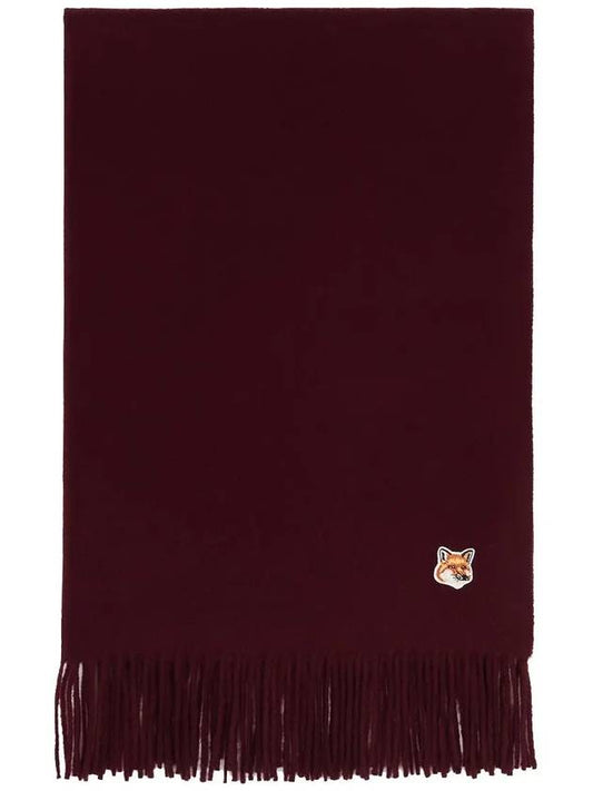 Small Fox Head Patch Wool Muffler Wine - MAISON KITSUNE - BALAAN 2