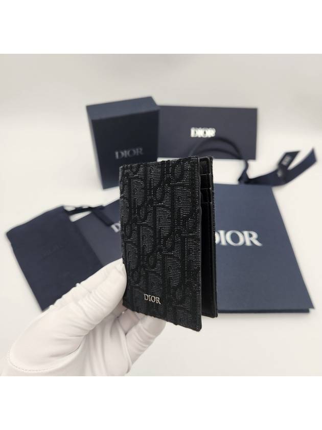 Bi-Fold Card Holder Black  Oblique Jacquard - DIOR - BALAAN 4