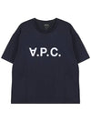 Logo Print Crew Neck Short Sleeve T-Shirt Navy - A.P.C. - BALAAN 7