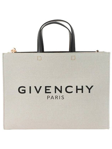 G Logo Canvas Medium Tote Bag Beige - GIVENCHY - BALAAN 1