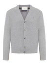 V-Neck Cashmere Cardigan Light Grey - AMI - BALAAN 1