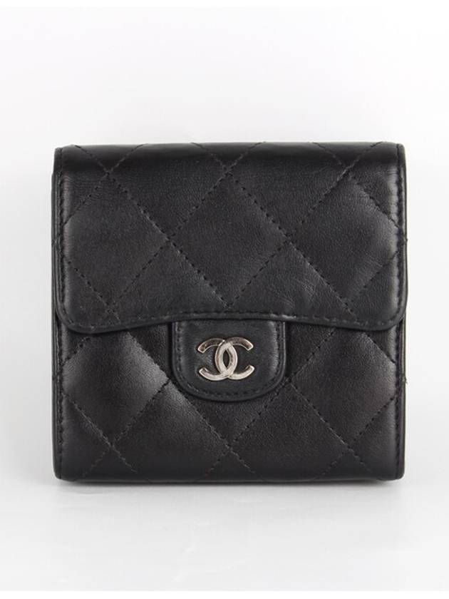 CC logo lambskin bifold wallet black - CHANEL - BALAAN 1