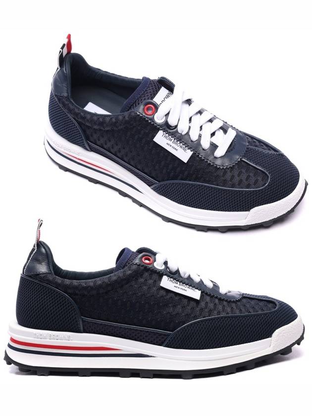 Heavy Athletic Mesh Tech Runner Low Top Sneakers Navy - THOM BROWNE - BALAAN 2