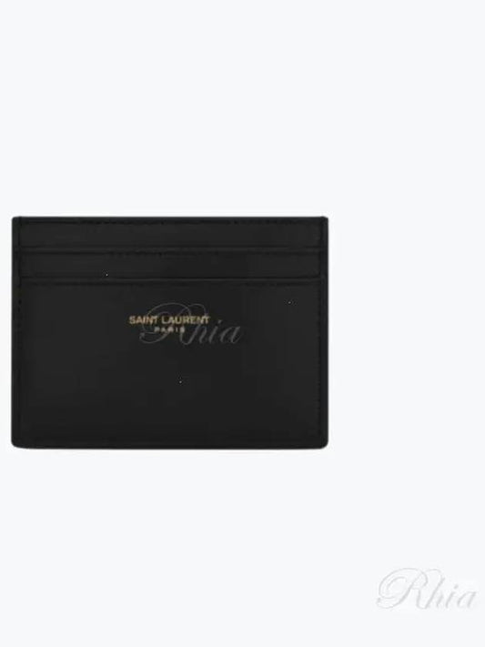 Paris Shiny Leather Card Wallet Black - SAINT LAURENT - BALAAN 2