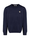 Fox Head Patch Regular Round Neck Pullover Knit Top Navy - MAISON KITSUNE - BALAAN 2