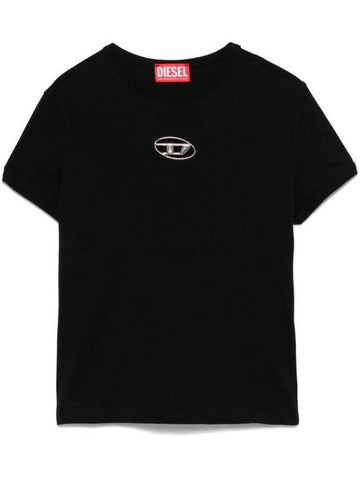 Slim Fit Cutout Oval D Short Sleeve T-Shirt Black - DIESEL - BALAAN 1