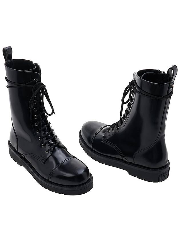 Camden Brushed Leather Worker Boots Black - VALENTINO - BALAAN 7