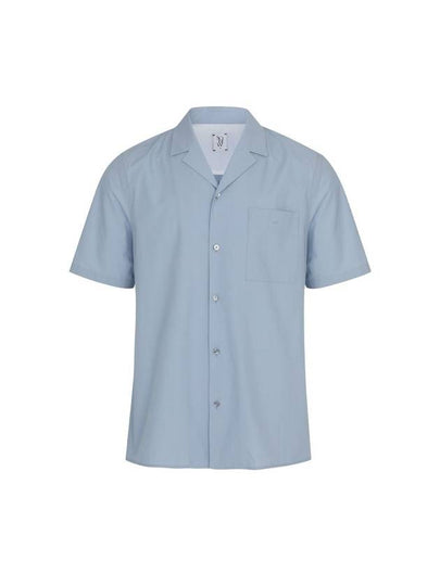 Open Collar Short Sleeve Shirt Blue - SOLEW - BALAAN 2