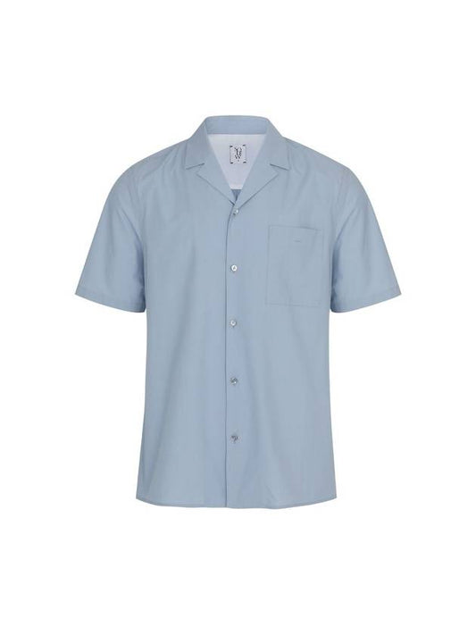 Open Collar Short Sleeve Shirt Blue - SOLEW - BALAAN 2