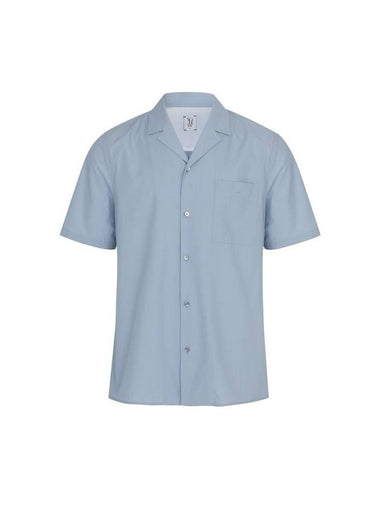 Open Collar Short Sleeve Shirt Blue - SOLEW - BALAAN 1