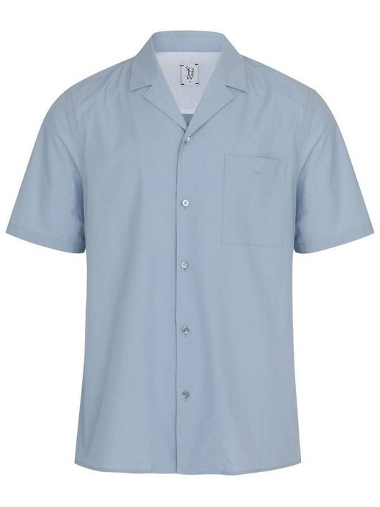 Men's Open Collar Short Sleeve Shirt Blue SW21ESH02BL - SOLEW - BALAAN 1