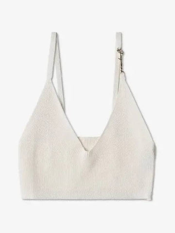 Le Bandeau Pralu Logo Knit Bra White - JACQUEMUS - BALAAN 1