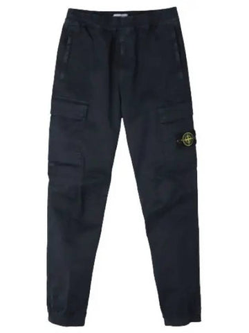 Old Effect Stretch Broken Twill Cotton Cargo Pants Regular Tapered Fit - STONE ISLAND - BALAAN 1