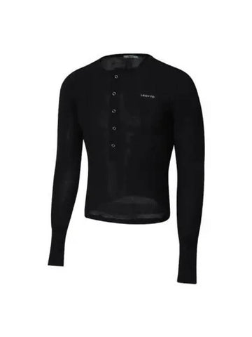 Henry neck waffle slim t shirt black - LECYTO - BALAAN 1