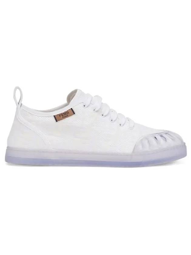 Women's FF Logo Canvas Low Top Sneakers White - FENDI - BALAAN 1