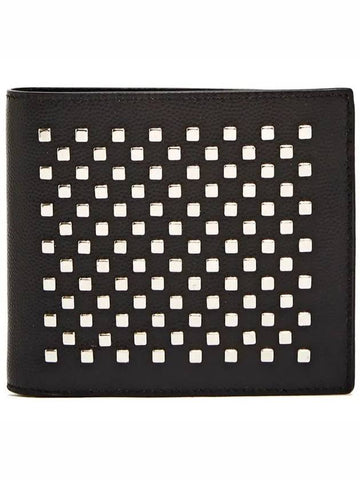 Square Metal Stud Detail Coin Perth Caviar Leather Befold Wallet - SAINT LAURENT - BALAAN 1