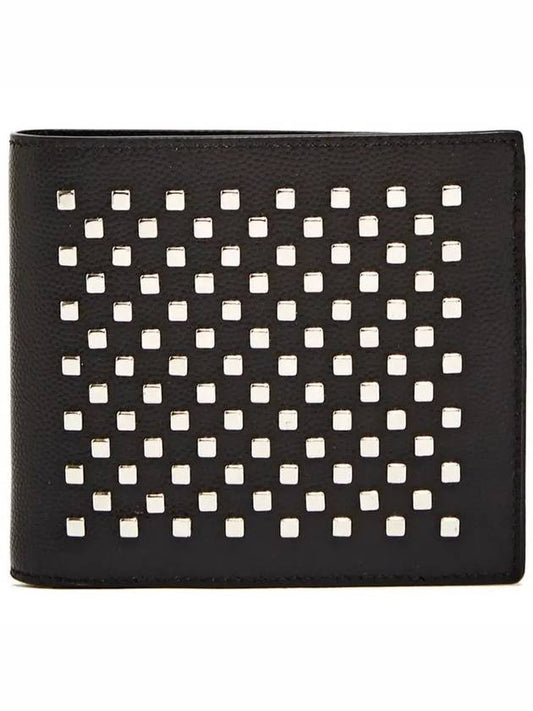 Square Metal Stud Detail Coin Perth Caviar Leather Befold Wallet - SAINT LAURENT - BALAAN 1