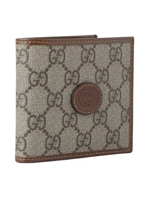 GG Supreme Interlocking Half Wallet Brown - GUCCI - BALAAN 3