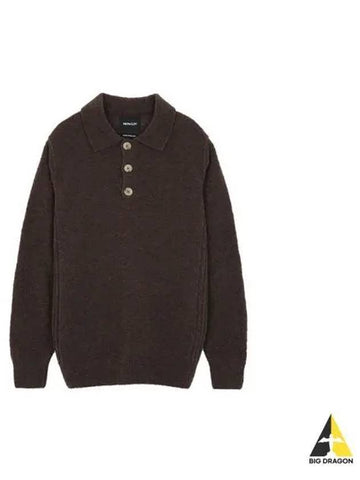 HOWLIN Believe Terry Polo Long Sleeve T Shirt Dark Brown Navy IN THE - HOWLIN' - BALAAN 1