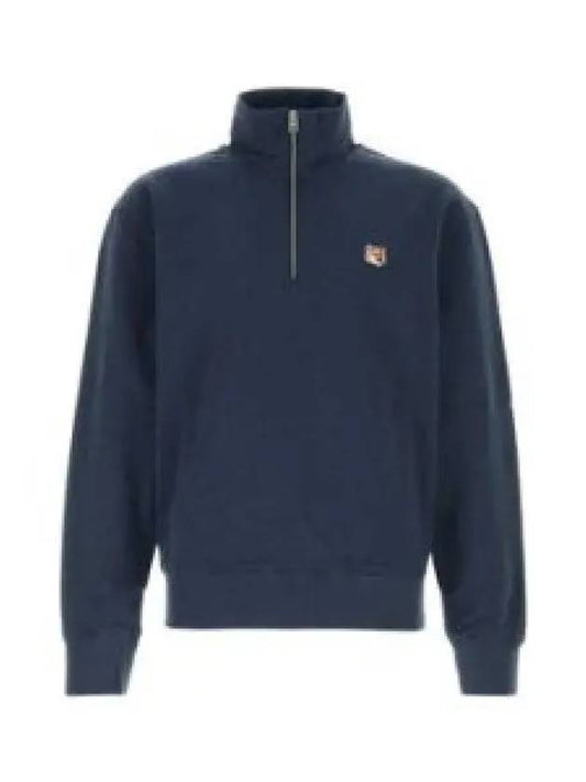 Fox Head Patch Half Zipper Sweatshirt Ink Blue - MAISON KITSUNE - BALAAN 2