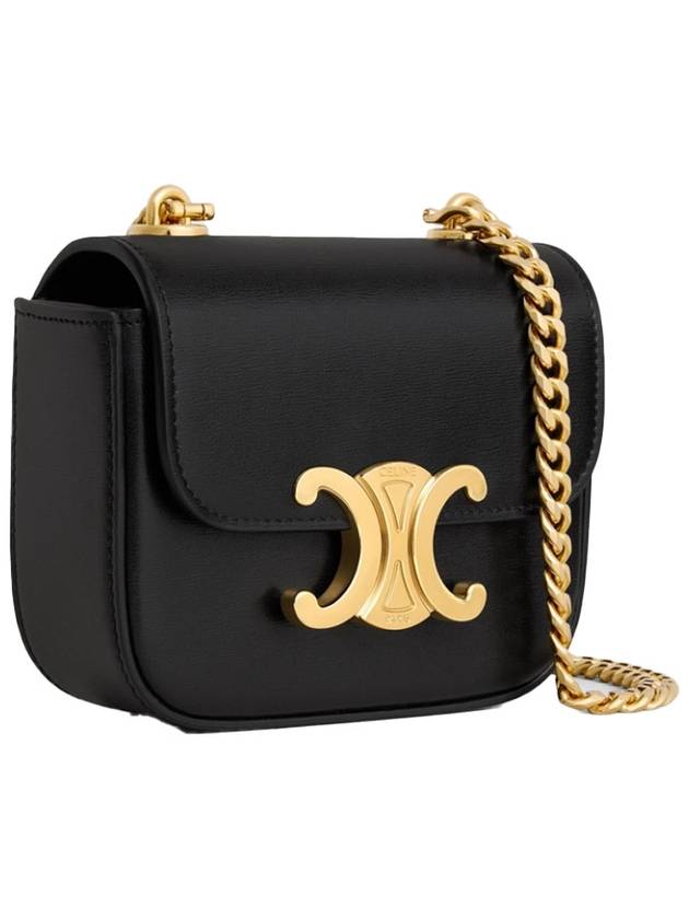 Triomphe Chain Shiny Calfskin Small Cross Bag Black - CELINE - BALAAN 3