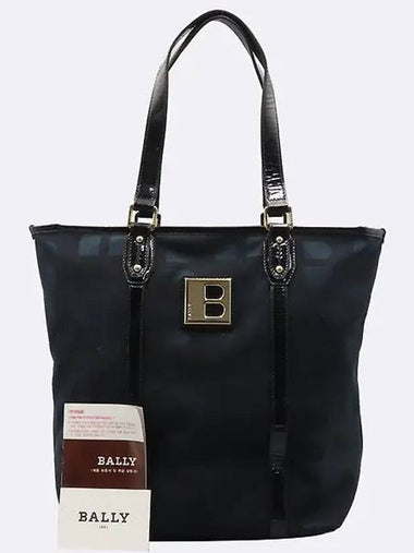 Navy fabric leather gold plated logo shoulder bag - BALLY - BALAAN 1